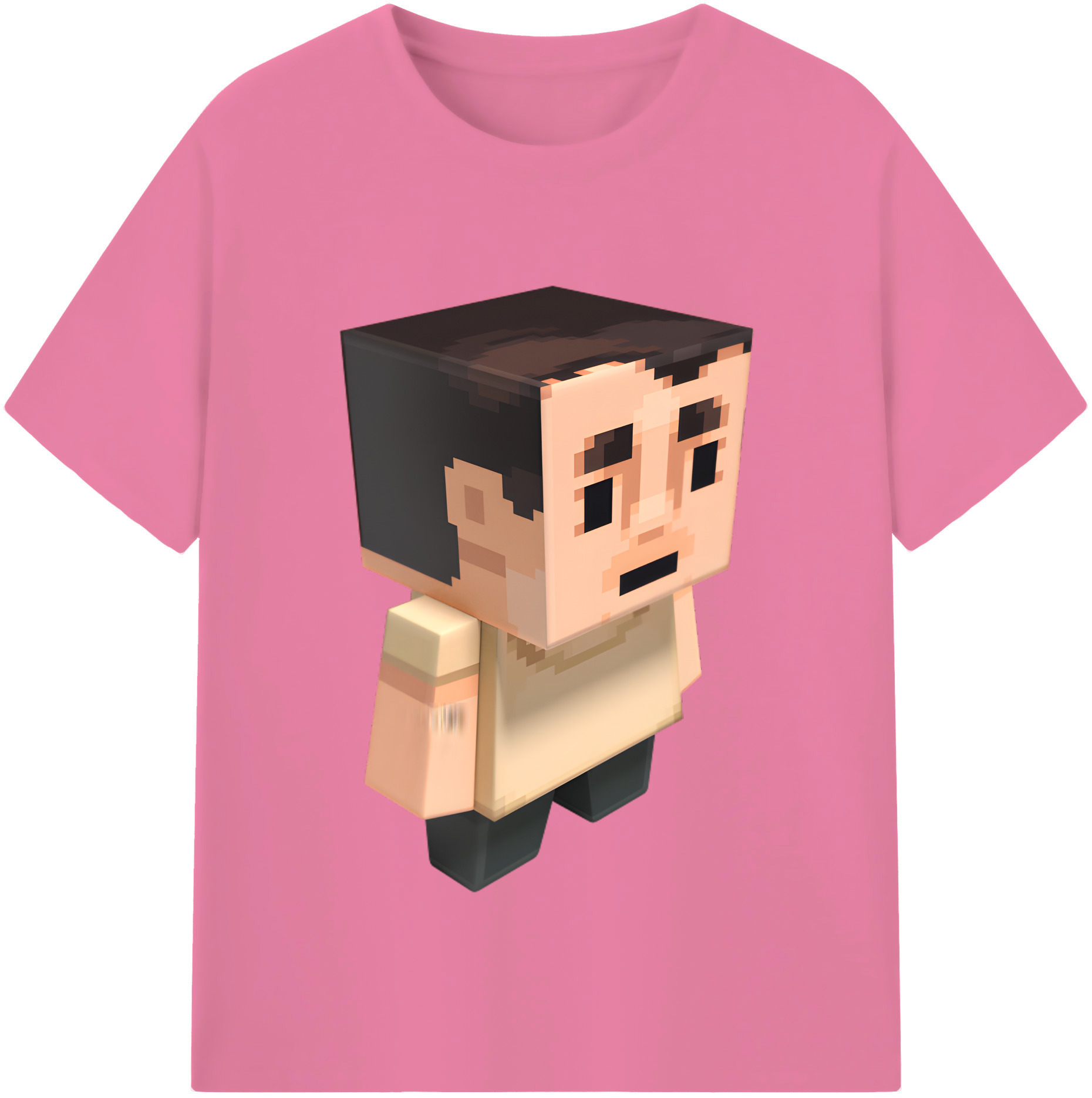 （画像用） マインクラフト ブロックの世界 Minecraft MC Block world 綿100％半袖Tシャツ（フロントプリント）
